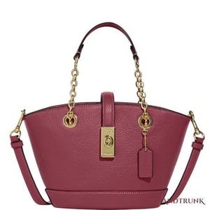 COACH Leather Pebble Lane Bucket Bag Pink Rouge